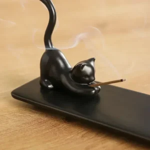 Alternative view of Incensário Gato Preto em Cerâmica para Incenso de Vareta