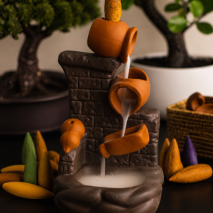 Incensário Cascata Muralha com Fonte Zen para aromaterapia e meditação
