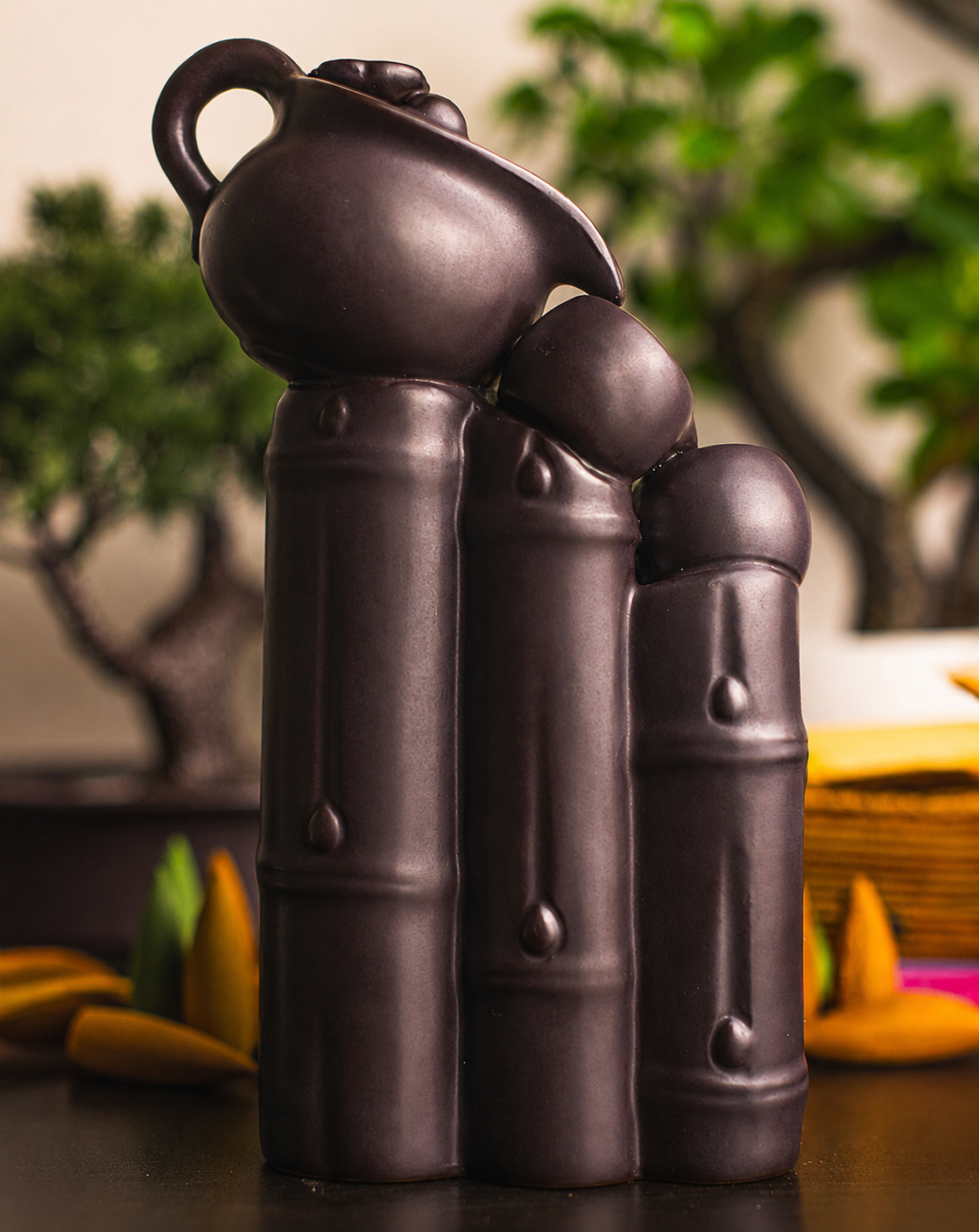 Incensário Cascata Bule de Chá para aromaterapia, meditação e decoração zen
